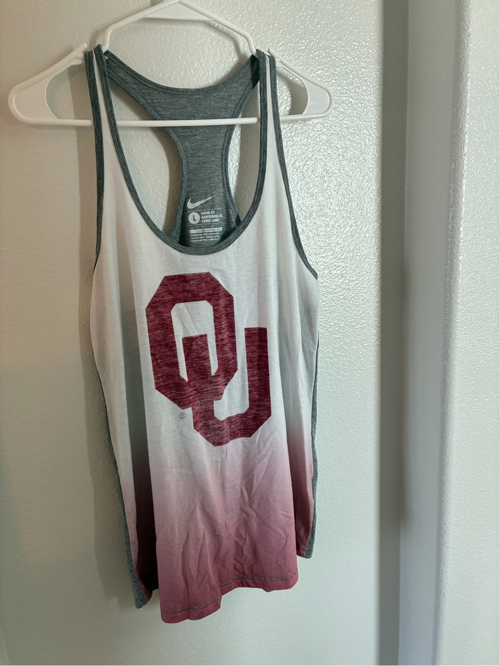 Nike White & Crimson OU Racerback Tank Top